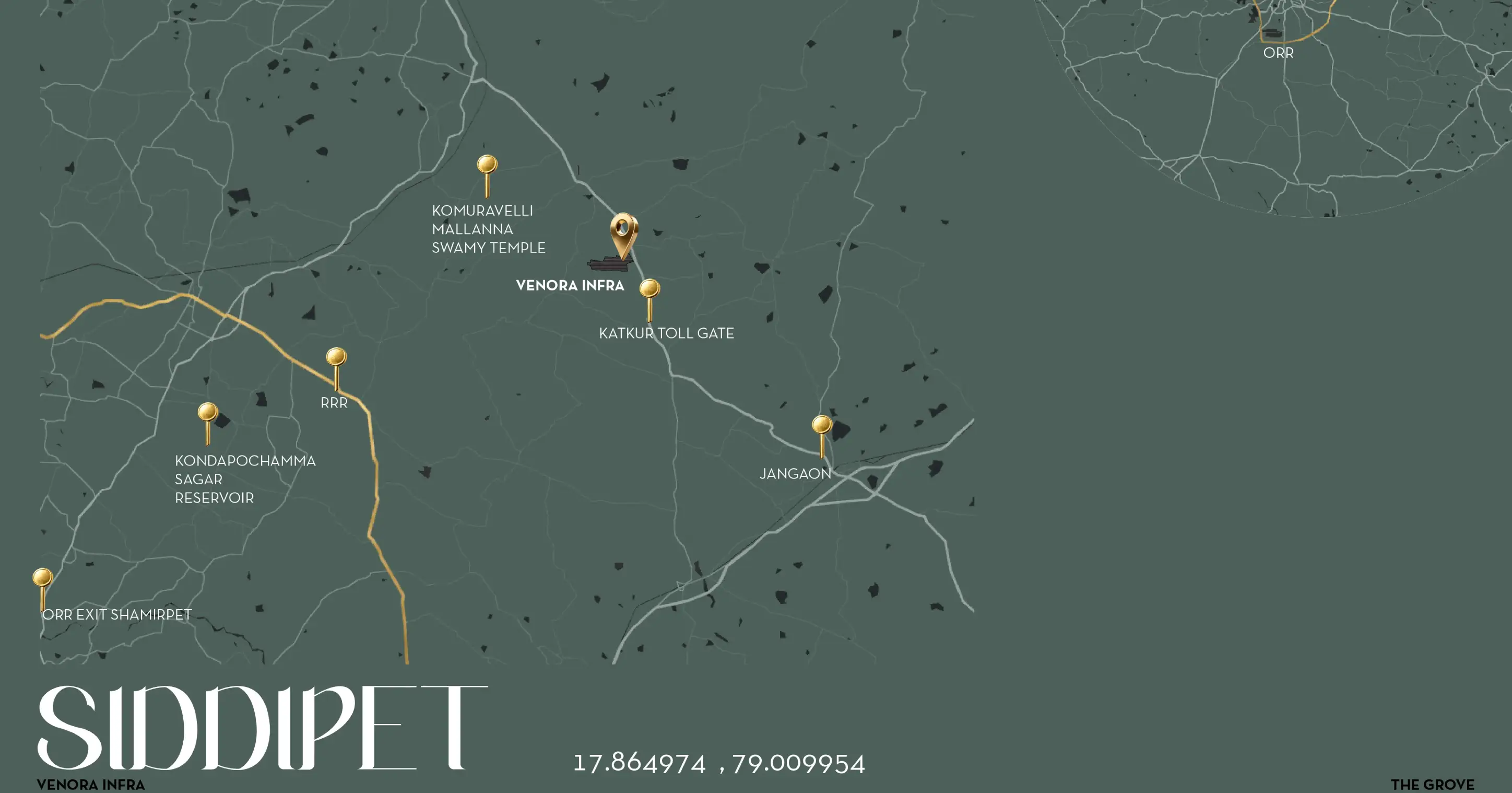 The Grove connectivity map — Veeranapet, Siddipet, Telangana